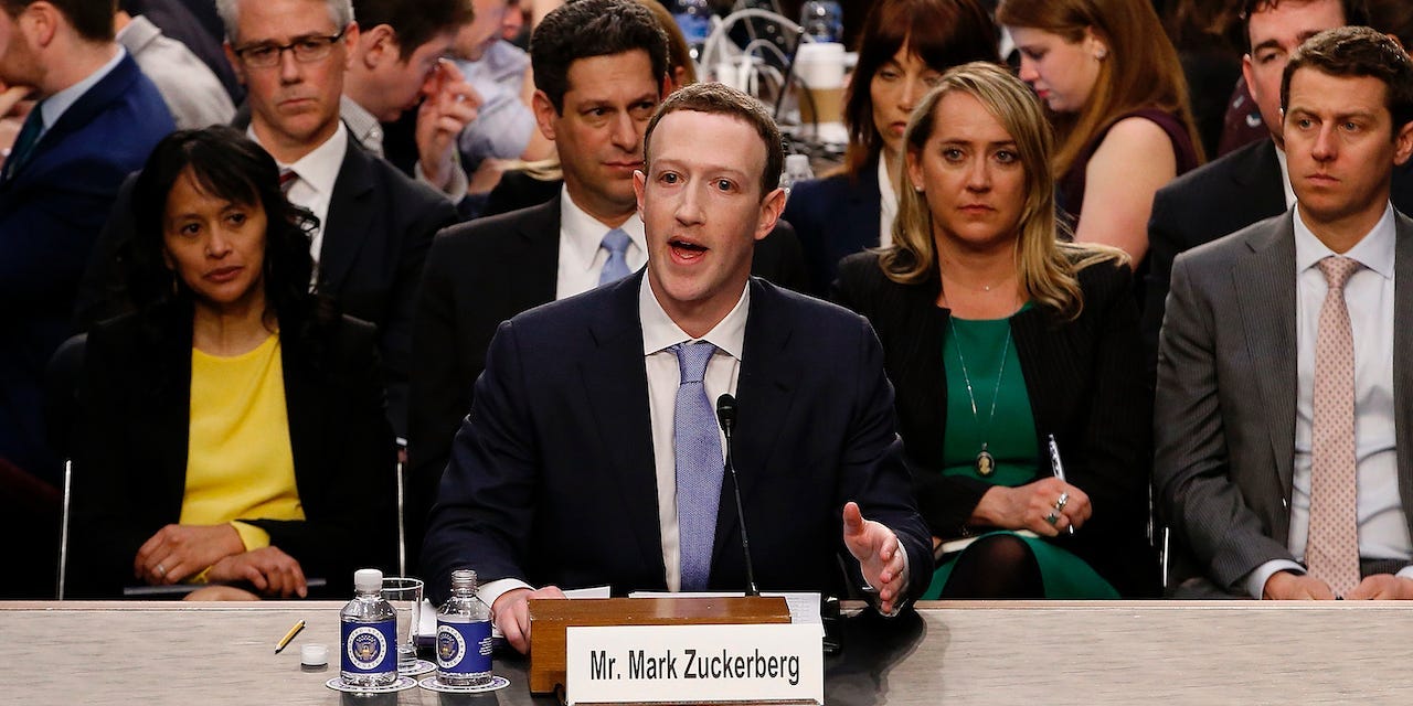 Facebook co-founder, Chairman and CEO Mark Zuckerberg testifies before a combined Senate Judiciary and Commerce committee hearing in the Hart Senate Office Building on Capitol Hill April 10, 2018 in Washington, DC.