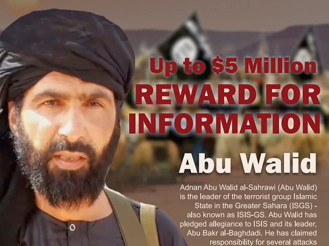 Adnan Abu Walid al-Sahrawi in an undated Rewards For Justice wanted poster