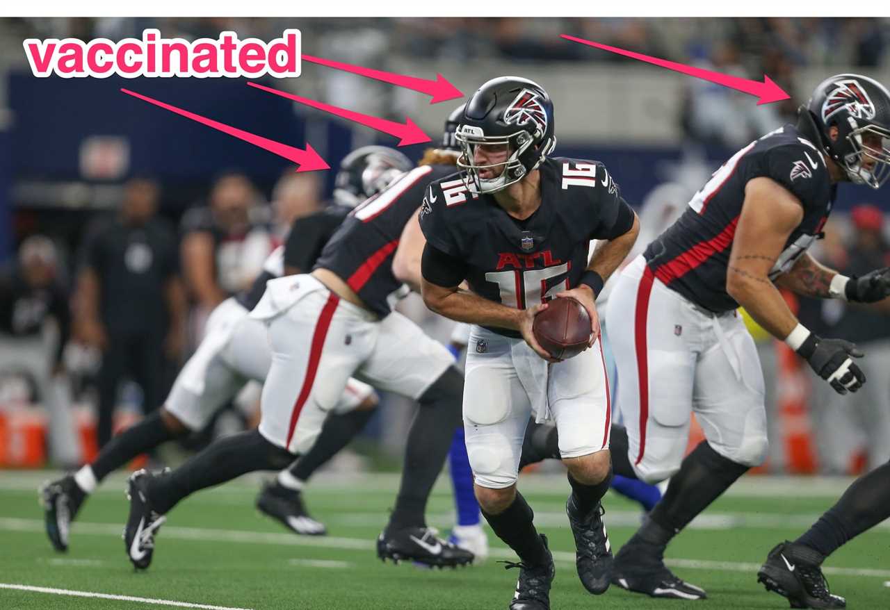 Atlanta Falcons Quarterback Josh Rosen (16) hands off during the game between the Dallas Cowboys and Atlanta Falcons on November 14, 2021 at AT&T Stadium in Arlington, TX.