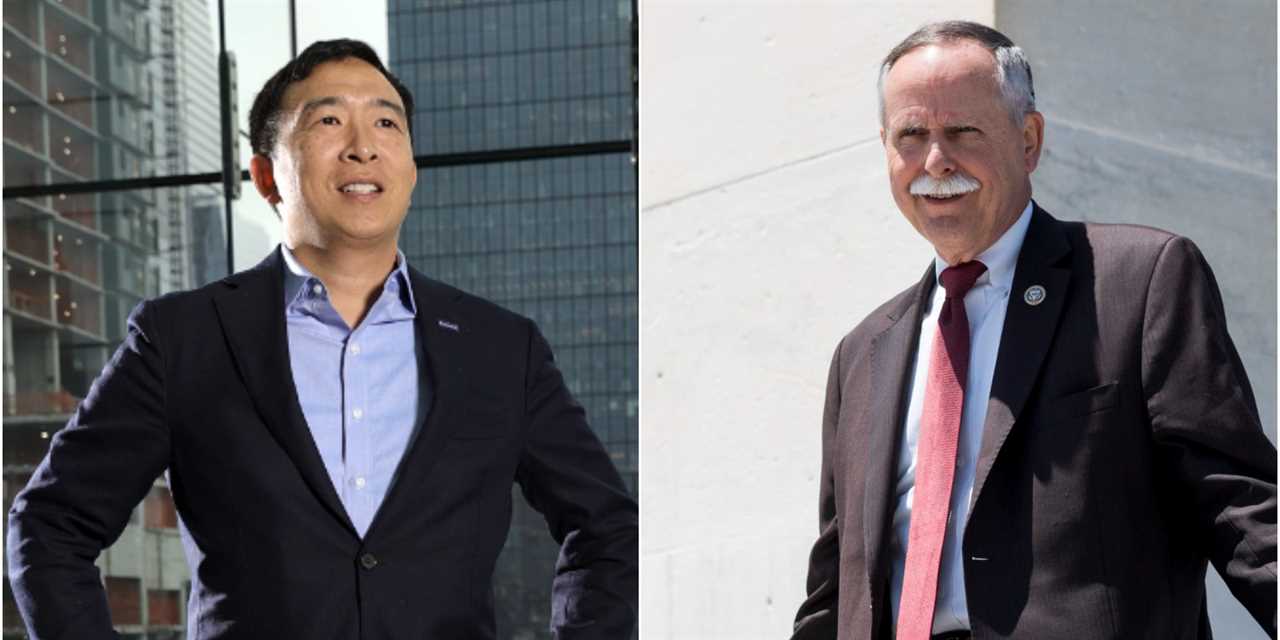 Andrew Yang and Rep. David McKinley of West Virginia