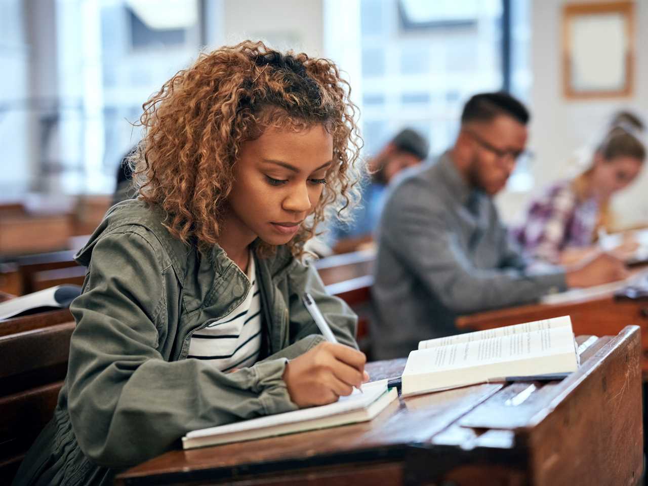 Student studying in class