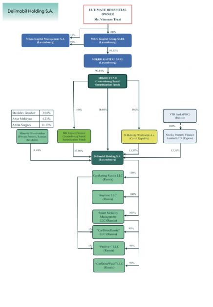 Delimobil Holding structure.