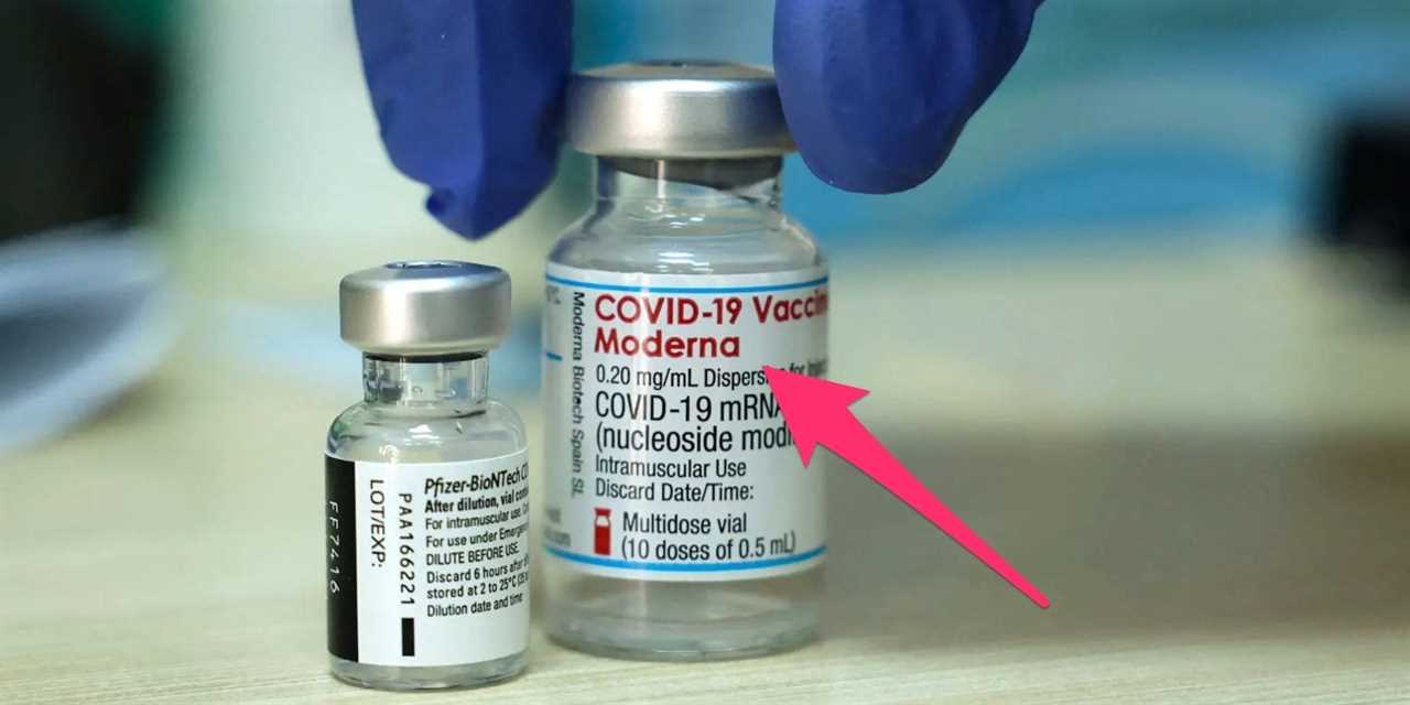 Pfizer and Moderna vaccine vials