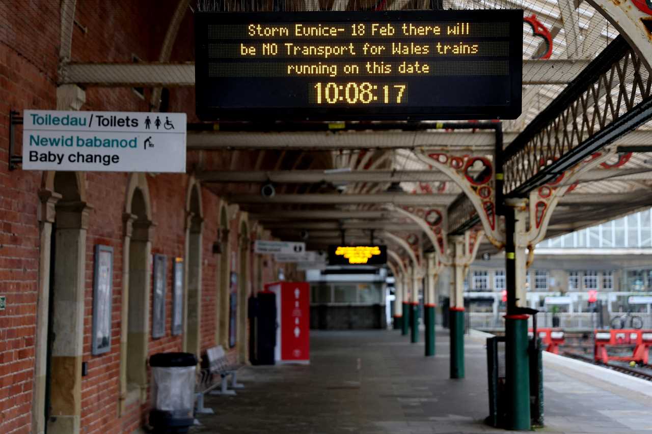 Trains were cancelled in Aberystwyth, Wales.