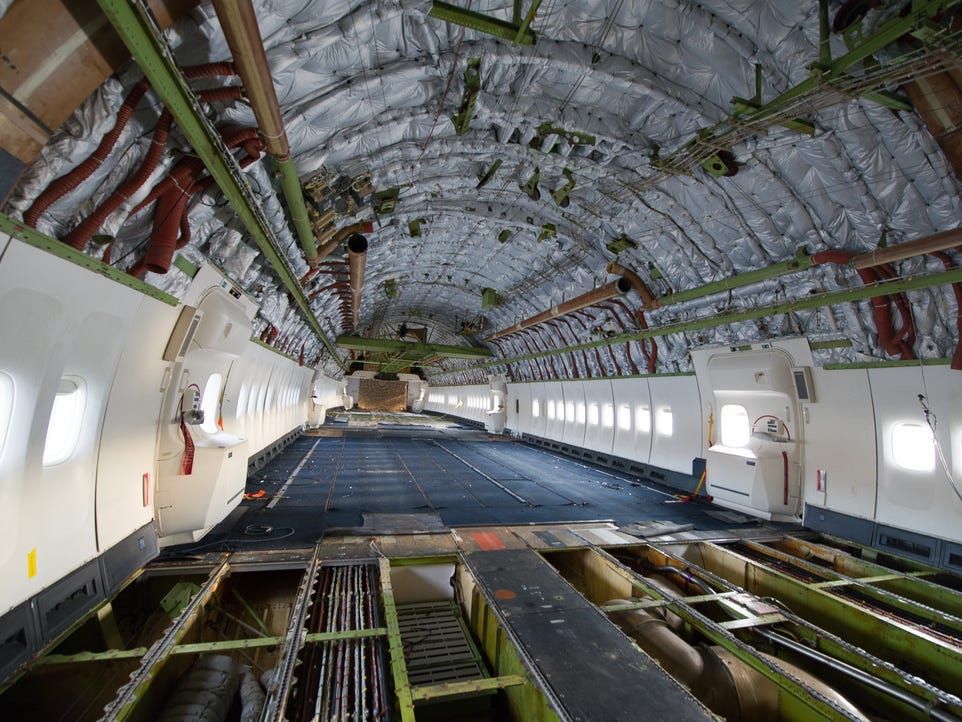 Inside the Delta Flight Museum's fuselage.